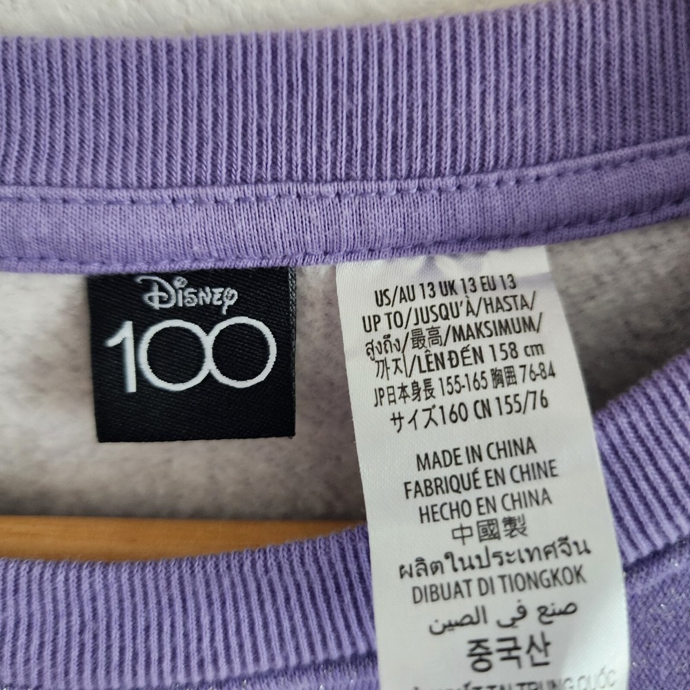 Disney Parks Disney 100 Mickey‎ & Friends Glitter Sweatshirt Youth Large Girls - Picture 3 of 5